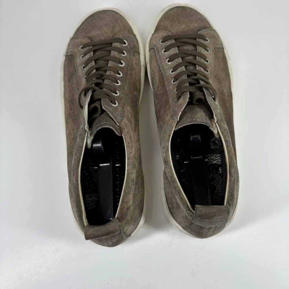 Pointer A.F.D. Men's US 11 Brown Perforated Suede Low-Top Court Lace-Up Sneakers